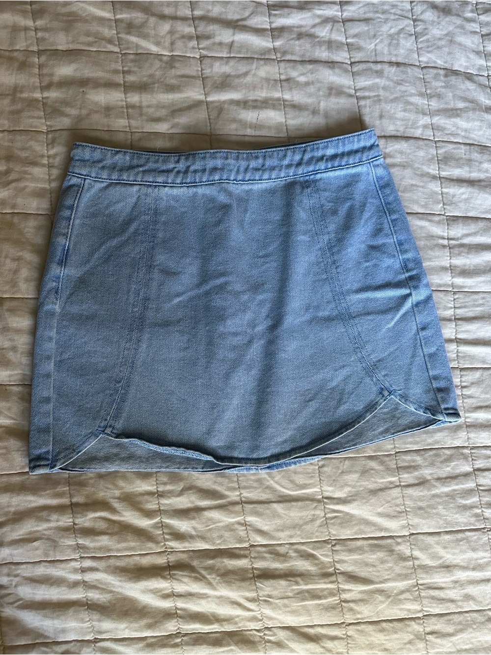 PACSUN Light Blue Denim Scalloped Mini Skirt